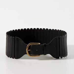NWOTS BLACK LEATHER STRETCH BELT (M)